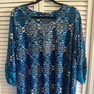 Women's Multi-Color Swing Blouse/Top 3/4 Sleeve Rouced at Elbow Plus Size 2x